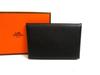 Authentic Black Veau Epson Leather Card Case Card Holder Calvi #b226 Open Box