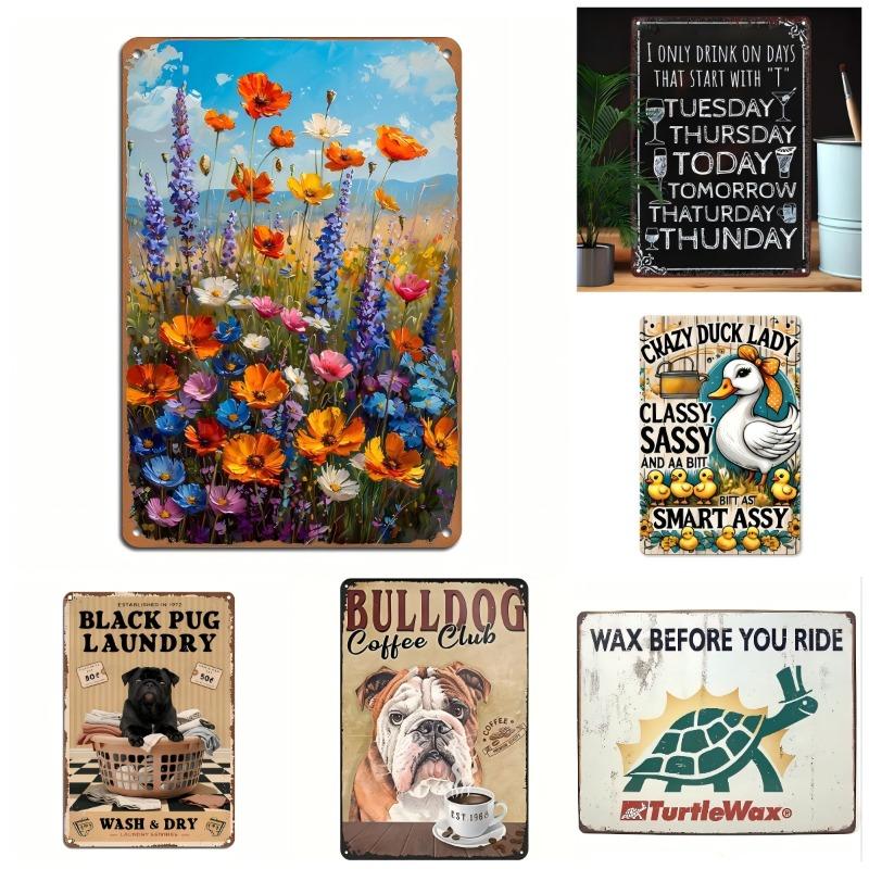 2D Flat Elegant Decorative Tin Wall Sign Made of Quality Iron with Classic Style for Rooms