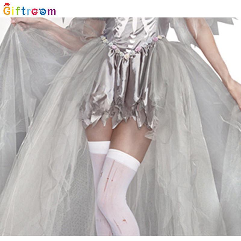 Captivating White Mesh Witch Wedding Dress Set For Creative Attire Halloween