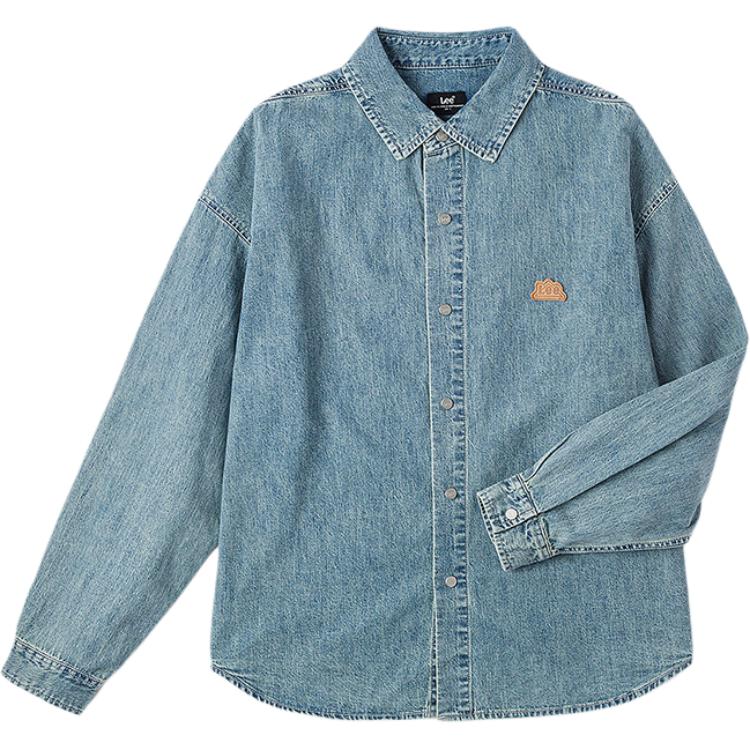 Versatile Washed Casual Denim Drop Shoulder Long Sleeve Shirt Men shirts Light-Blue LMT0078065FQ