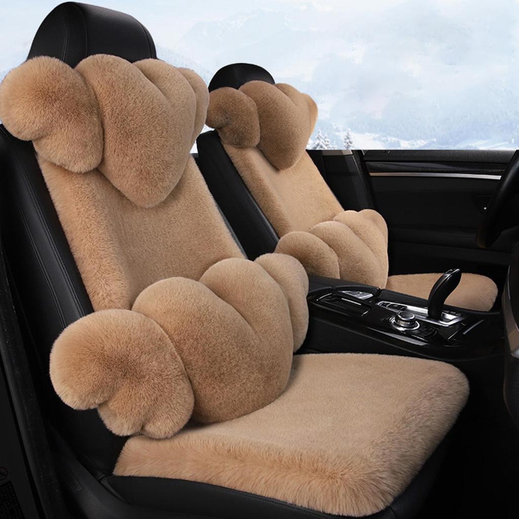 Plush Car Seat Cushion Automotive Lumbar Support Warm Auto Seat Cushion For Sedans RVs Drivers Travel Enthusiasts Winter Driving
