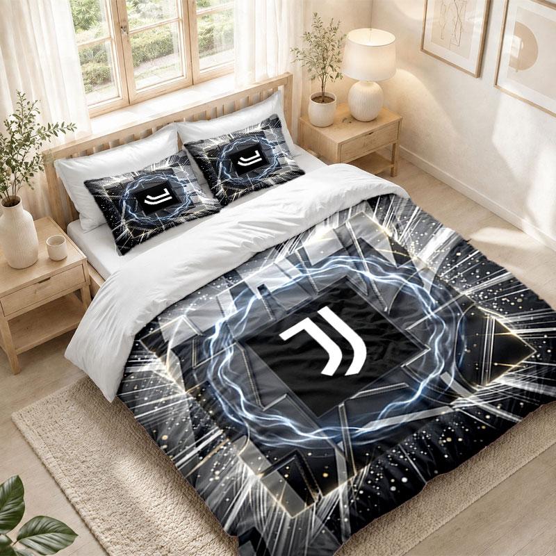 Bedding Set 1 Duvet Cover 2 Pillowcases Juventus FC Print Bedroom Home Decoration