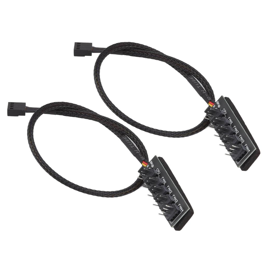 2pcs PWM Fan Hub Splitter 4 Pin Black 1 to 5 Way Self Adhesive Fan Extension Splitter for 3 Pin 4 Pin Connectors
