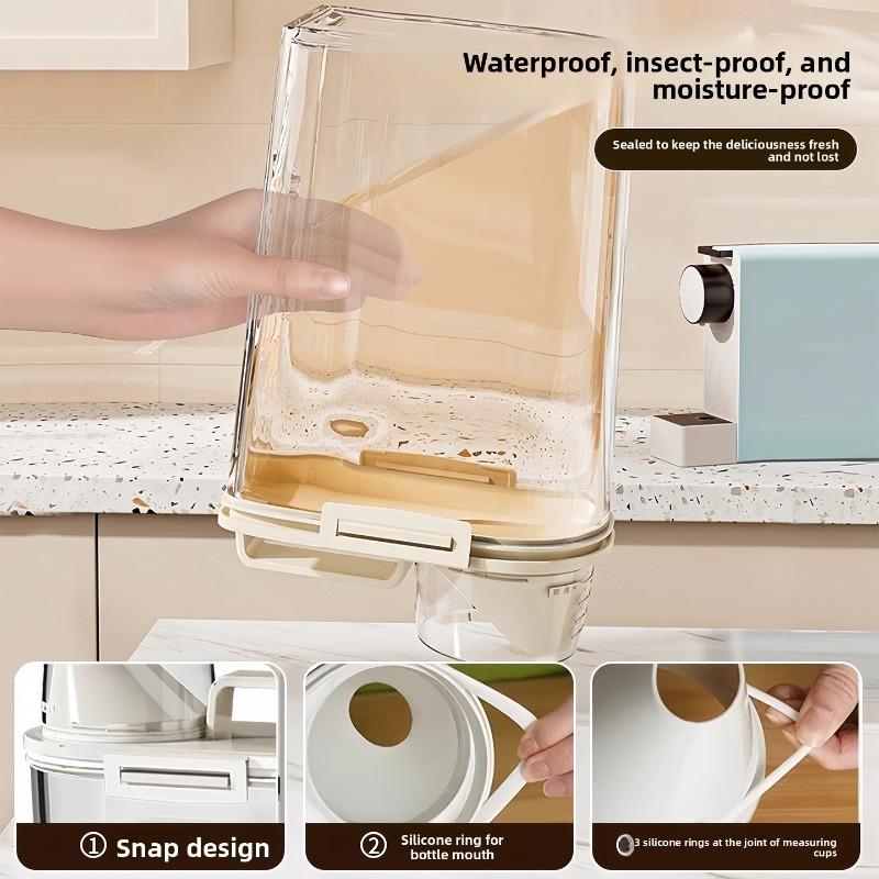 Mixed Grain Canned Rice Bucket, Household Moisture-proof Sealed Flour Storage Container, Flat-bottomed Bucket for Storage and Organization