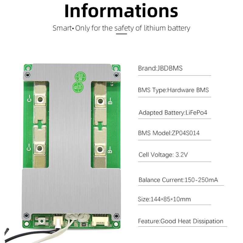 JBD BMS 4S 12V 50A 100A 120A LiFePo4 8S 24V 100A 150A Lithium LFP Power Battery Balance Protection