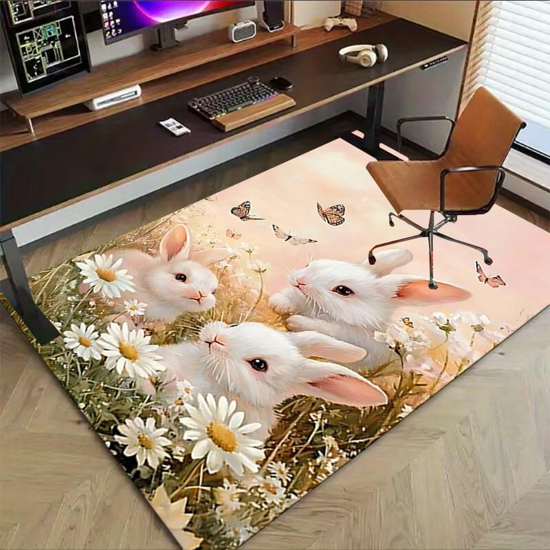 1pc rabbit flowers Carpet Office Rug Outdoor Mat Home Decor Area Carpet Festival Gift Office desk chair carpet
