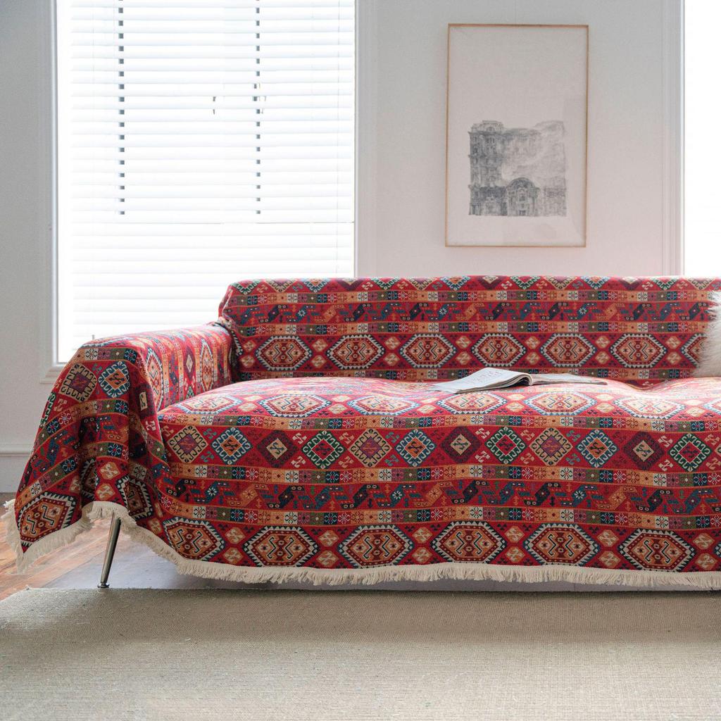 American Retro Non-Slip Stain-Resistant Jacquard Tassel Sofa Cover