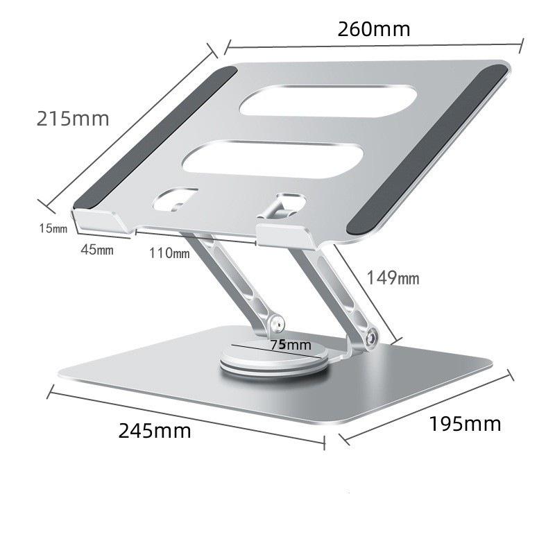 Aluminum Alloy Rotating Laptop Stand with Heat Dissipation, Folding and Height Adjustable.