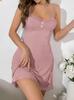 Lace Trim Ribbed Knit Sleeveless Nightdress with Button Detail Soft Stretch Fabric Comfortable Fit Casual Sleepwear