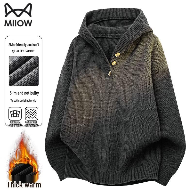 MiiOW Men s New Year Hooded Knit Sweater 2XL