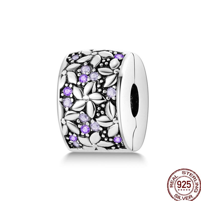 Genuine Copper Clasp Closure Cz Pave Clip Charms Daisy Bead Stopper Safety Chain Accessory Fit 3Mm Bangle Bracelet Fine Jewelry Clip