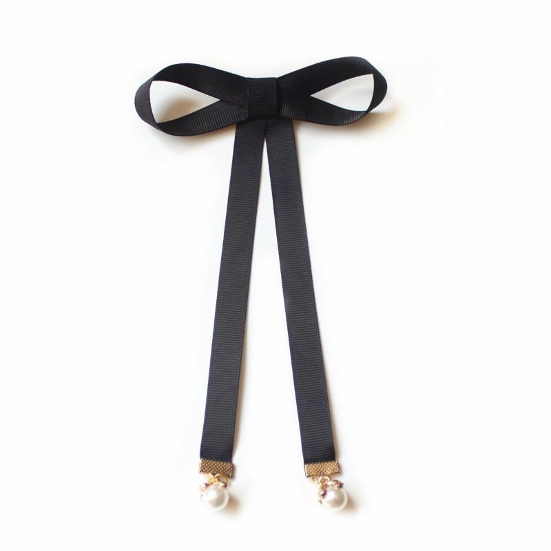 1Pcs British Korean College Style Handmade Ribbon Black Bowtie Pins Bow Tie For Women'S Girl Bank White Shirt Collar Flower