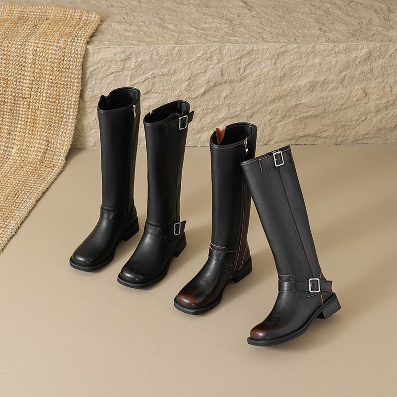 Krazing Pot Зимние сапоги для верховой езды из коровьей кожи с квадратным носком — фото 8