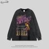 Oversized Cotton Long Sleeve Tee With Vintage Hip Hop Graphic Print Unisex Retro Streetwear Top