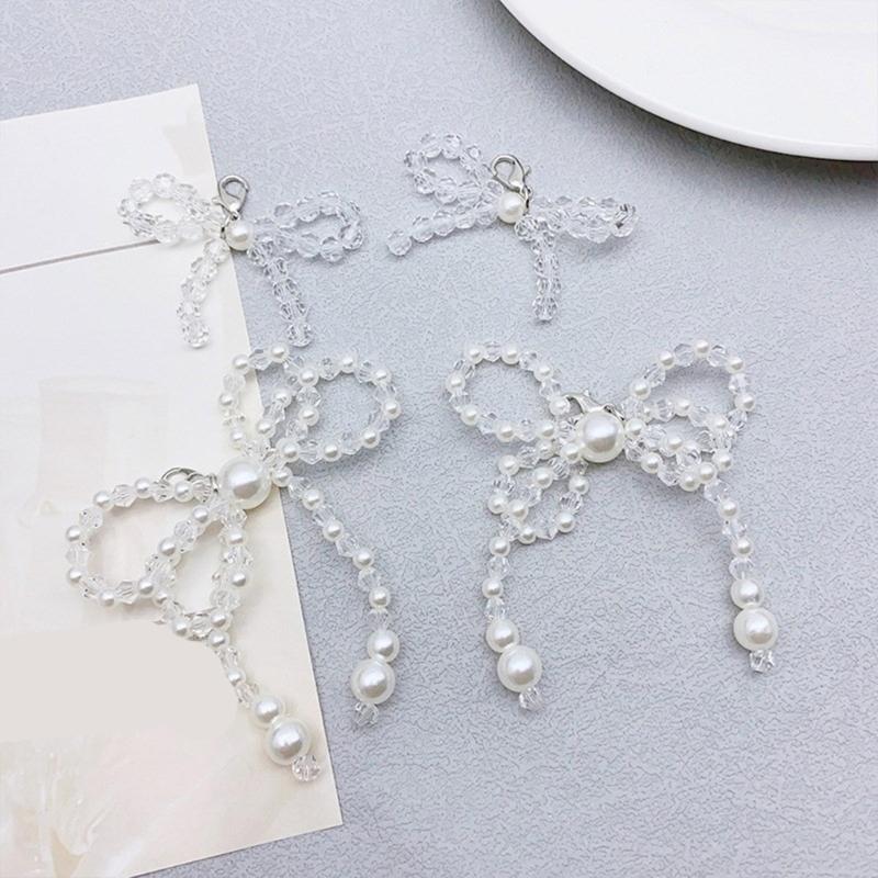 Elegant Bowknot Keychain Pendant Beautiful Crystal Shoe Decoration Keychain Stylish Beaded Bowknot Shoe Pendant