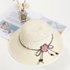 Bow Flowers Straw Hat Ventilate Sun Hat Collapsible Beach Hat
