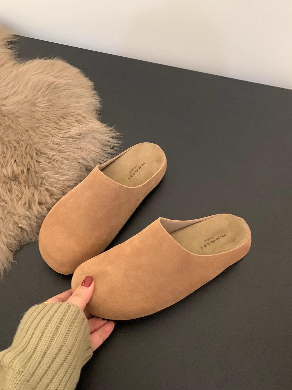 

Полутапочки с толстой подошвой и закрытым носком для женской летней носки и осенние новые модели, ретро полуподнос для беременных 41 коричневый