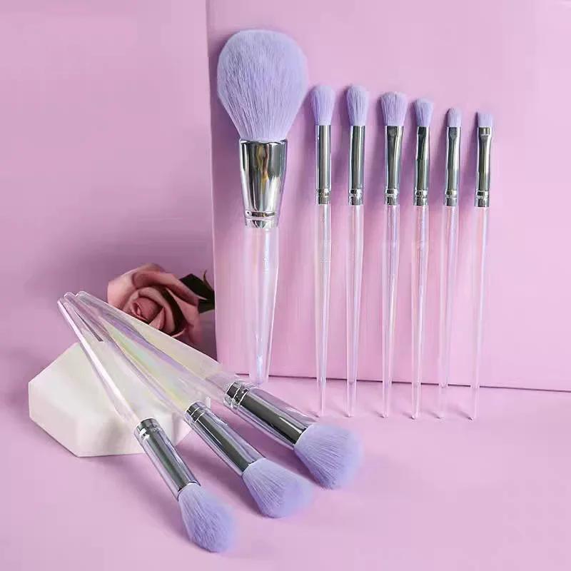10pcs Professional Purple Makeup Brushes with Storage Bag Eyeshadow Powder Foundation Blush Sculpting Highlighter Eyebrow Brush