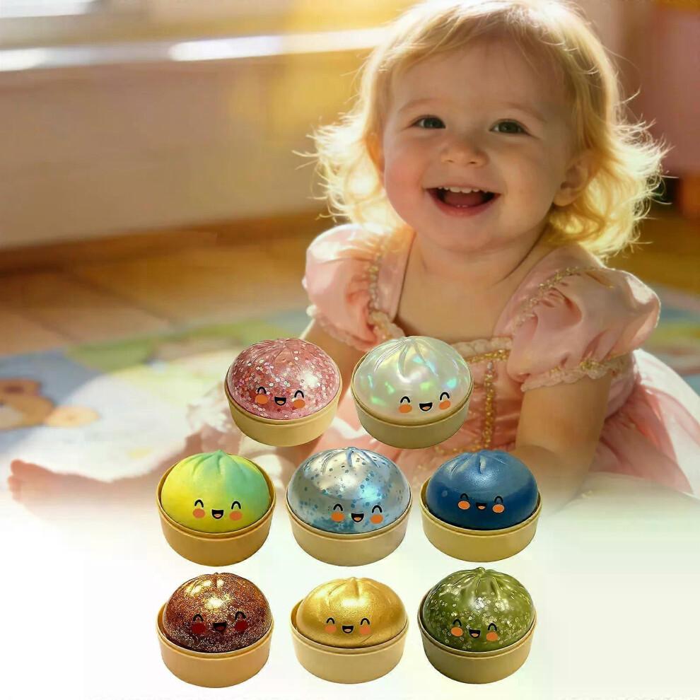 Dumpling Squishies Toy, Giant Glitter Dumpling, Colorful Dumplings Stress Balls Fidget Sensory Toy,Squeeze Dough Ball Stress Relief Hand Toys with F