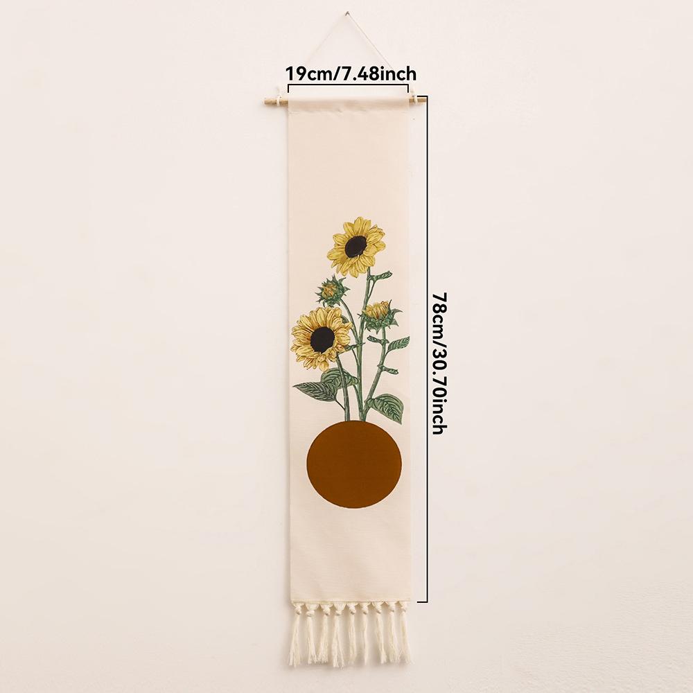 

Bohemian Handwoven Sunflower Printed Tassel Tapestry Minimalist Living Room Background Wall Hanging Decor Home Wall Art Ornament