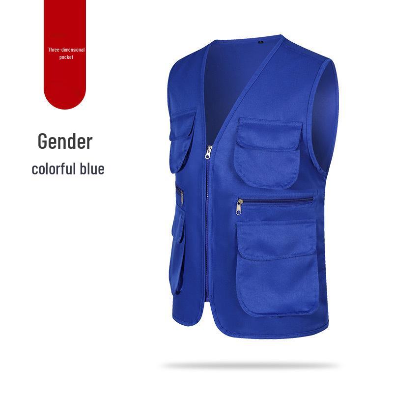 Custom Logo Multi-Pocket Reflective Safety Vest for Photography, Volunteers, and Construction