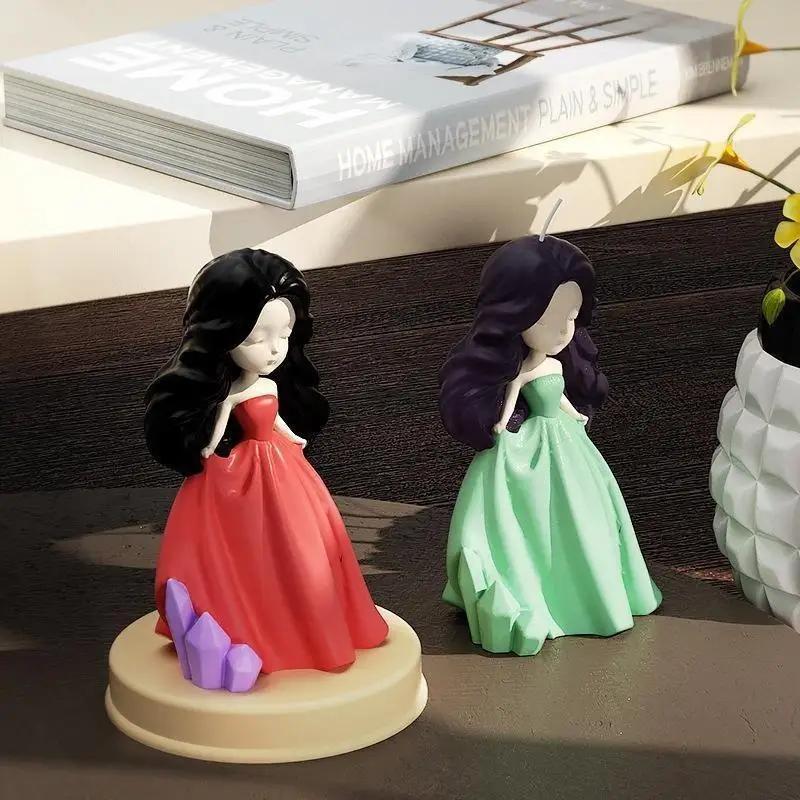 DIY Stereoscopic Princess Epoxy Mold Cute Girl Soap Making Sculpture and Figurines Silicone Mould Plaster Body Candle Art
