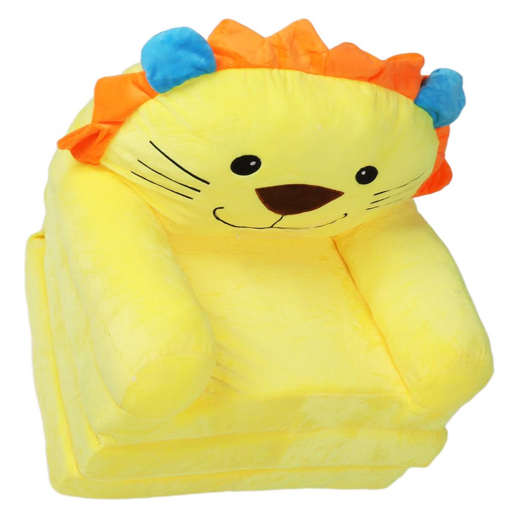 Kids Sofa Yellow Cartoon Animal Style Foldable Wide Handle Soft Breathable Toddler Chair for