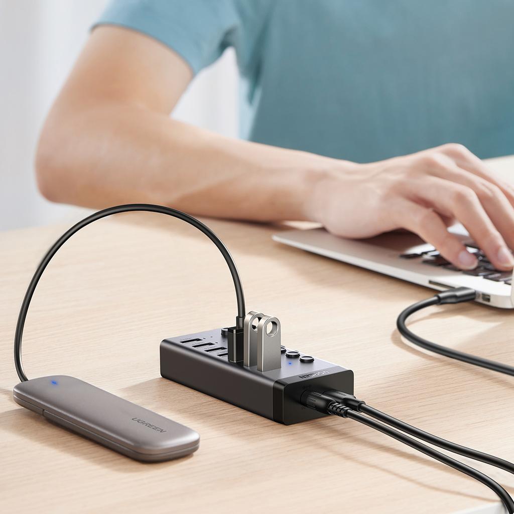 Ugreen 7-Port USB-C Hub with Power Delivery & Slate Gray Finish (CM481)