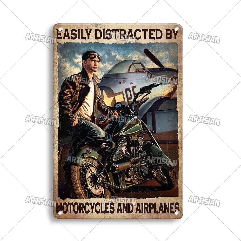 ARTISIAN Vintage Motorcycle Metal Tin Sign Decorative Plate Wall Art Metal Poster Bar Home Metal Plaque Studio Industrial Decor