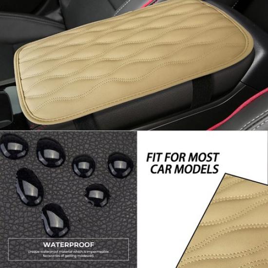 Best Leather Center Console Lid Armrest Cover Trim For Most Car Models Beige