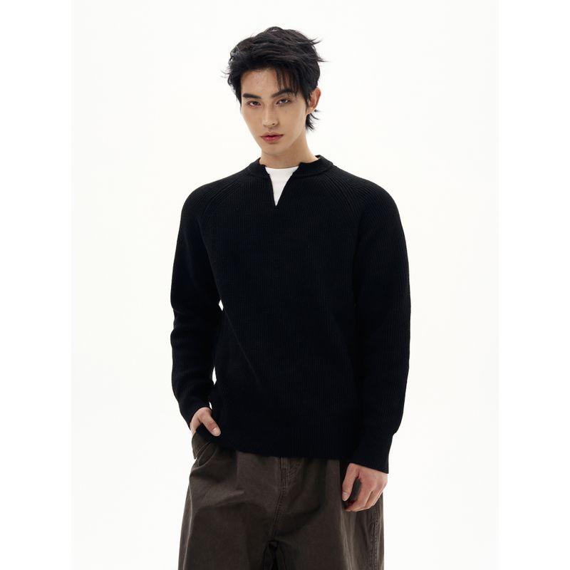 Kisko American Retro Ribbed Faux Two-Piece Commuter Knit Sweater for Men and Women, Simple Casual Inner Layer Top, Trendy