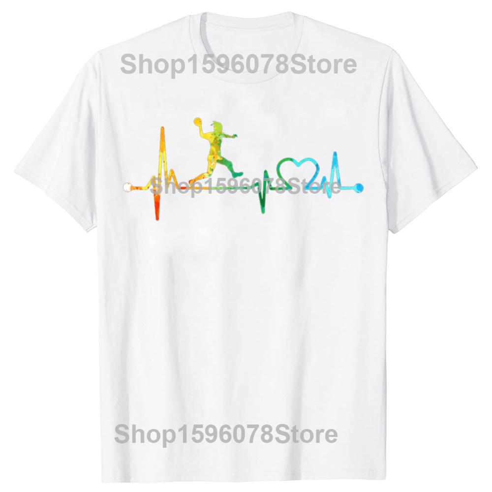 Tricouri Amuzante Bătăi Inimii Handbal Acuarelă Bărbați Femei Bumbac Pur Umor Streetwear Tricou Mânecă Scurtă Unisex Haine Largi
