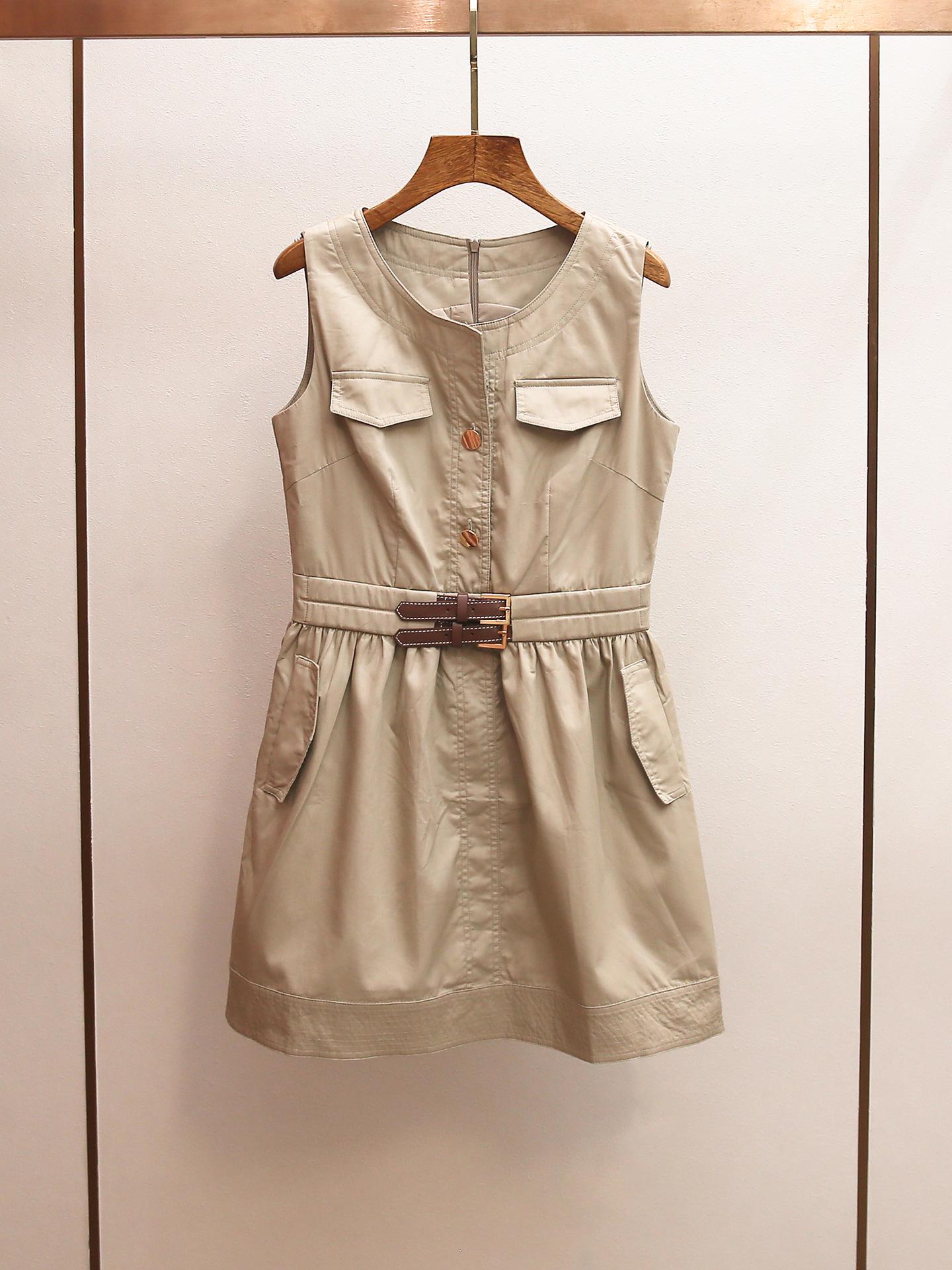 

Spring Retro Workwear Style Women s Vest Dress with Pockets Large хакі