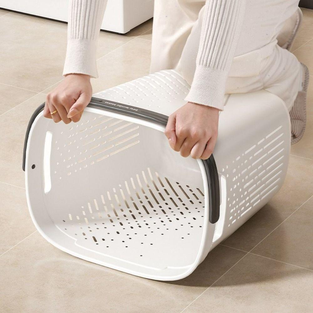 Large Capacity Dirty Clothes Basket with Handle Portable Bathroom Laundry Basket Hollow Storage Box Multifunction