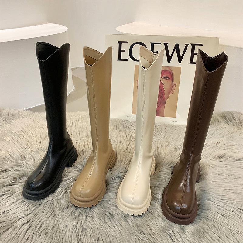 Boots Women's Chelsea Boots White Long Boots Season Platform Martin Boots Tall Knight Boots