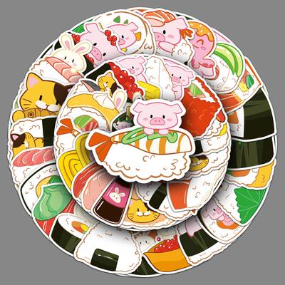 50 Sushi Graffiti Sticker Cartoon Niedlich Handgemalt Essen Kreativ Dekorativ Wasserbecher Handy Kaugummi Sticker