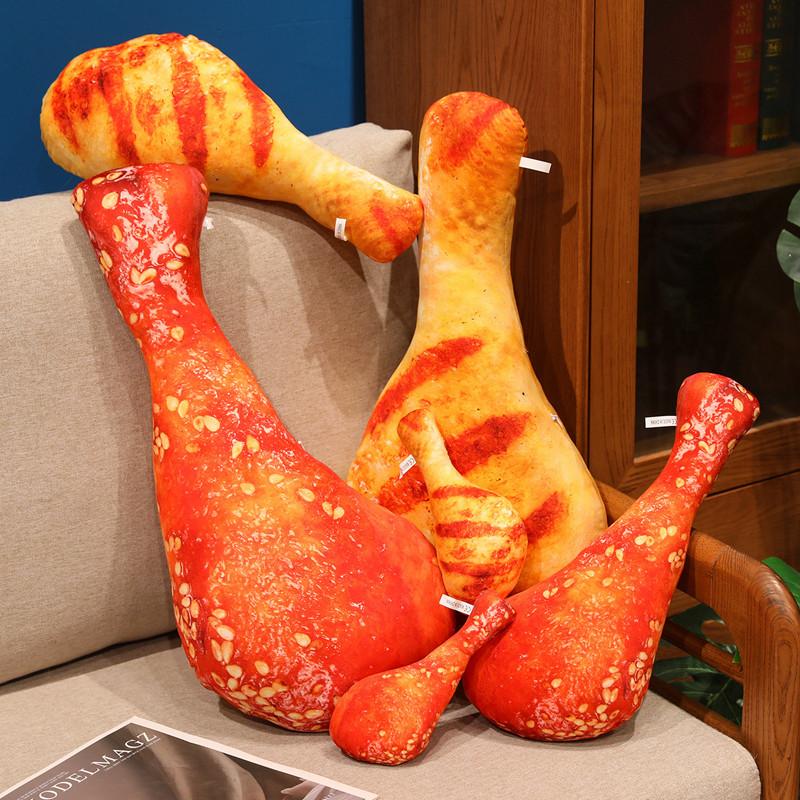 20~60cm Grilled & Fried Chicken Leg Plush Pillow Stuffed Simulation Food Snake Cushion Sofa Chair Decor Prop Gift