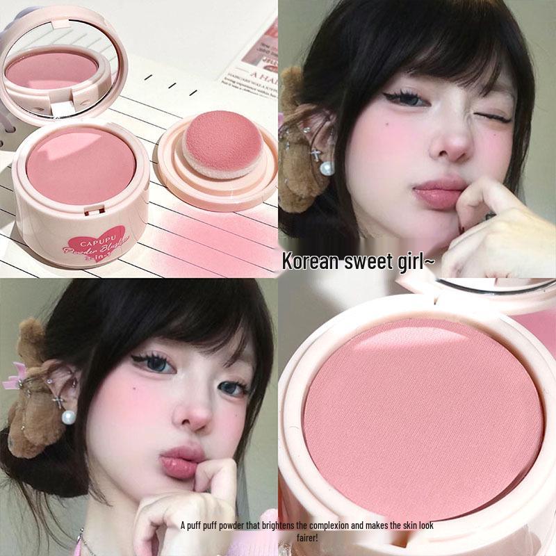 

CAPUPU Peach Drunk Soft Matte Blush: Delicate Gray-Pink, Long-Lasting, Natural Finish.