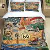 3-teiliges Bettwäscheset Klassisches Auto Vintage Poster Heimtextil Bettbezug Kissenbezug Junge Kind Teenager Mädchen Bettwäschebezüge Set