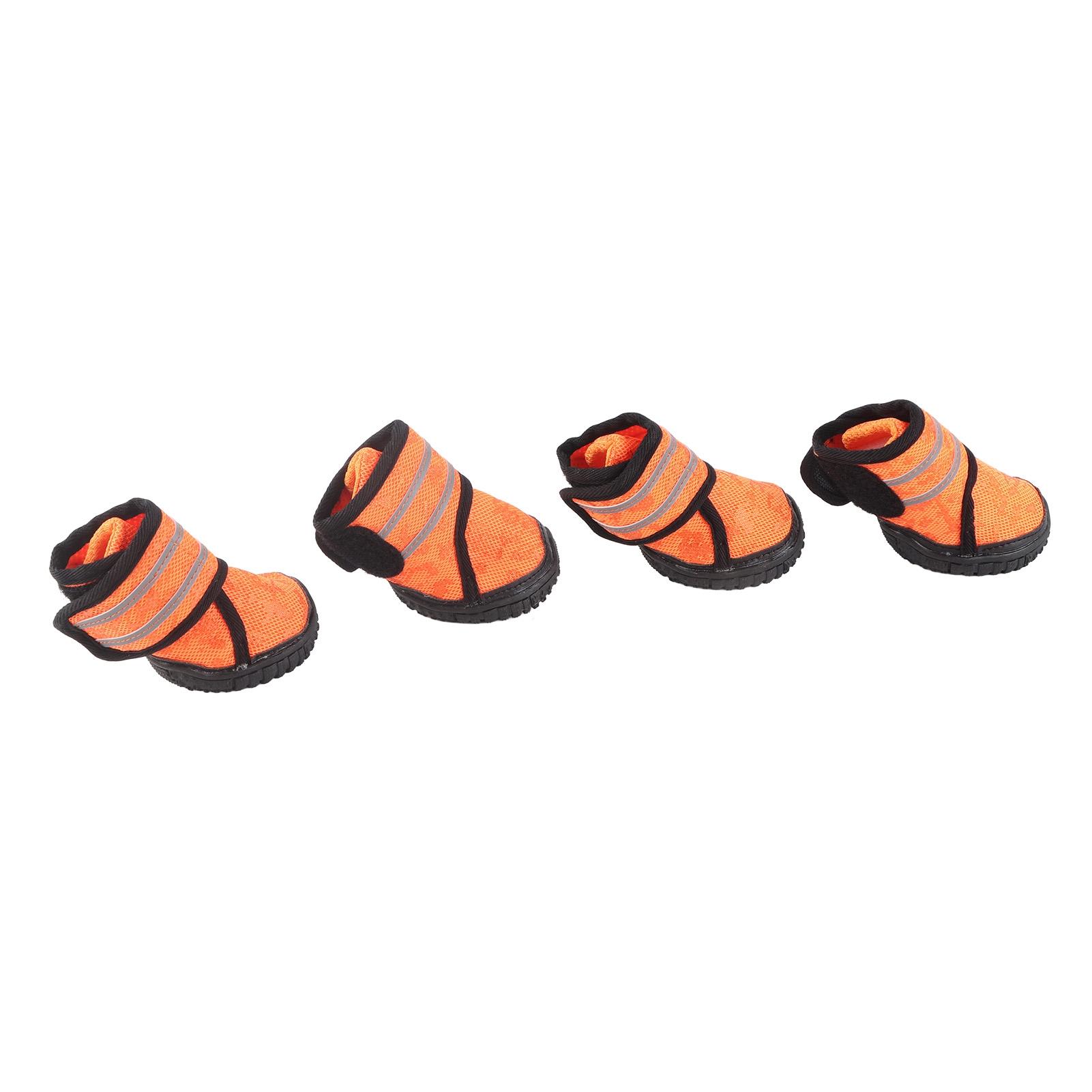 4PCS Chaussures pour Animaux Antidérapantes Respirantes Chaussures pour Chien avec Bandes Réfléchissantes pour Chiens Petits Moyens Grands