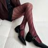 Woman Girls Fashion Punk Gothic Fishnet Stockings Red Striped Mesh Tights Panties Lolita Plus Size Pantyhose Leggings