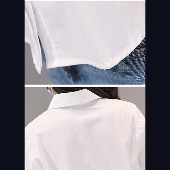 Gesticktes Blumen- und Vogel-Shirt, japanische Damenbekleidung, koreanische Version, Frühling, Sommer, Herbst, weißes Oberteil mit Dreiviertelärmeln