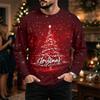 Men's Casual Loose Fit Neck Long Sleeve Top with Christmas Print, Winter Base Layer