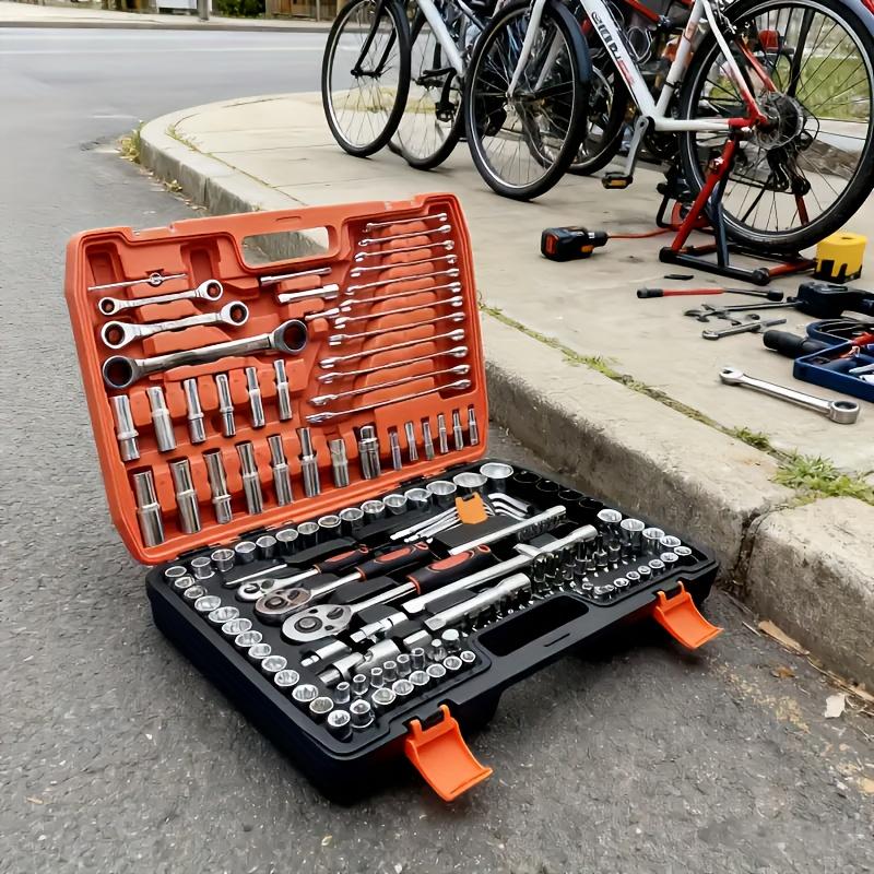 53/150pcs Heavy-Duty SAE Socket Wrench Set, Professional Mechanics Tool Kit - Garage & Roadside Emergency Repair Tools