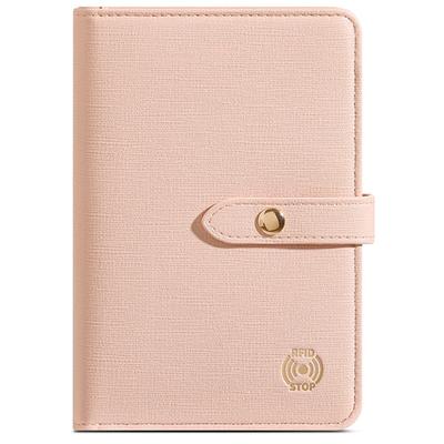 Passport Snap Passport with Pen Holds 2 Holds 4 Storage Domestic International Travel Travel Airline Ticket Premium PU Business Trip Pink [RenLianyi]