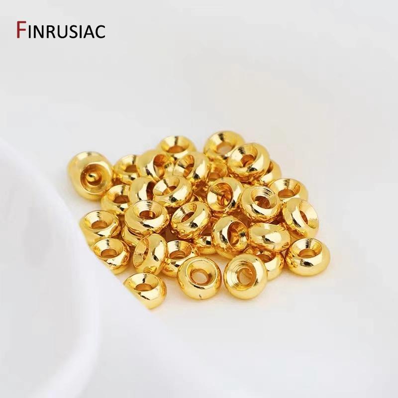 

30PCS Gold Plated Brass Round Flat Beads 4mm/5mm/6mm Concave Spacer Beads For DIY Bracelet Jewelry Making Accessories Wholesale 4mm