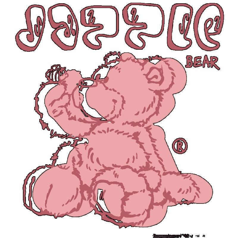 Pink "Jazzle Bear" Cartoon Bear Printed Black Women's Short-Sleeve T-Shirt