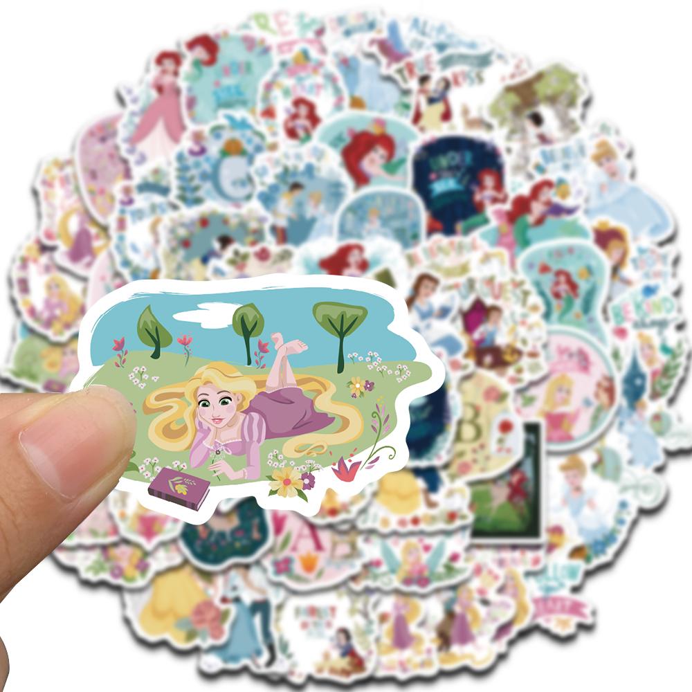 60PCS Creative Mixed Disney Princess Stickers Aesthetic Classic Streetwear Y2K Fashion DIY Harajuku Material Streetwear Stickers