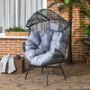 Rattan-Sessel, Outdoor-Sessel, Garten-Sessel, PE-Rattan, 89 cm x 75 cm x 143 cm, Grau+Schwarz