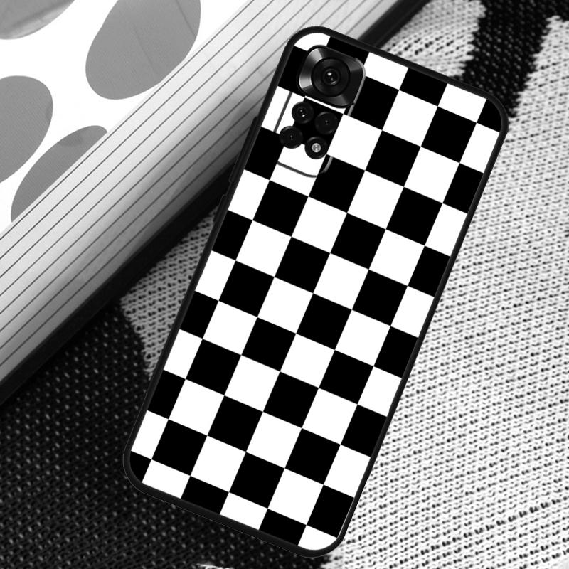 Schachbrettmuster Senfgelb Fall für Xiaomi Redmi Note 8 9 10 11 12 Pro 8T 9S 10S 11S Redmi 12C 9C 9T 10A 10C Abdeckung